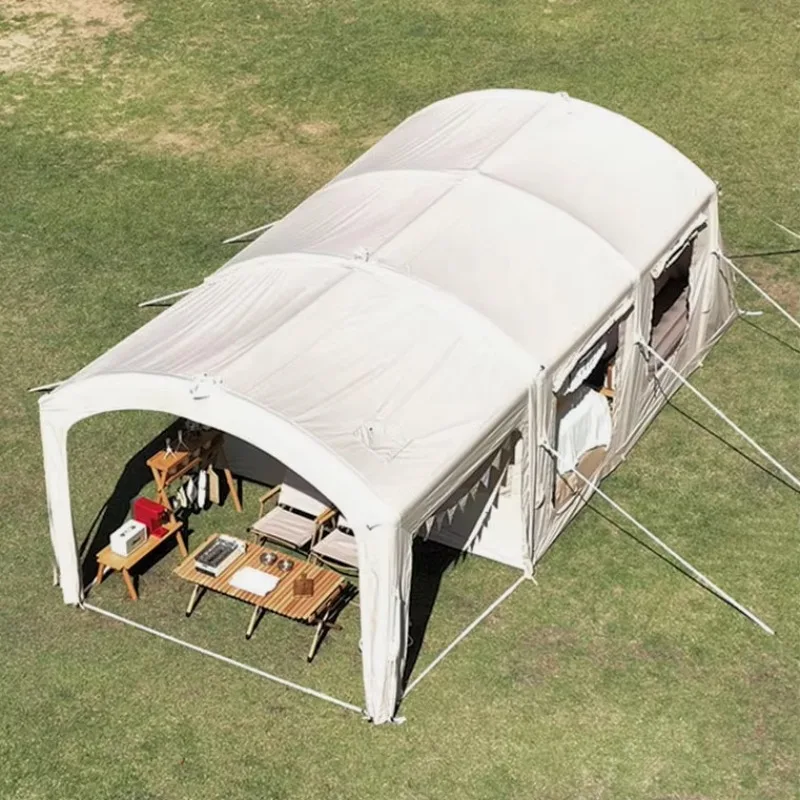 Factory Custom Intergrated Winter Tunnel Inflatable Cabin Three Rooms Tent With 8-12 Person