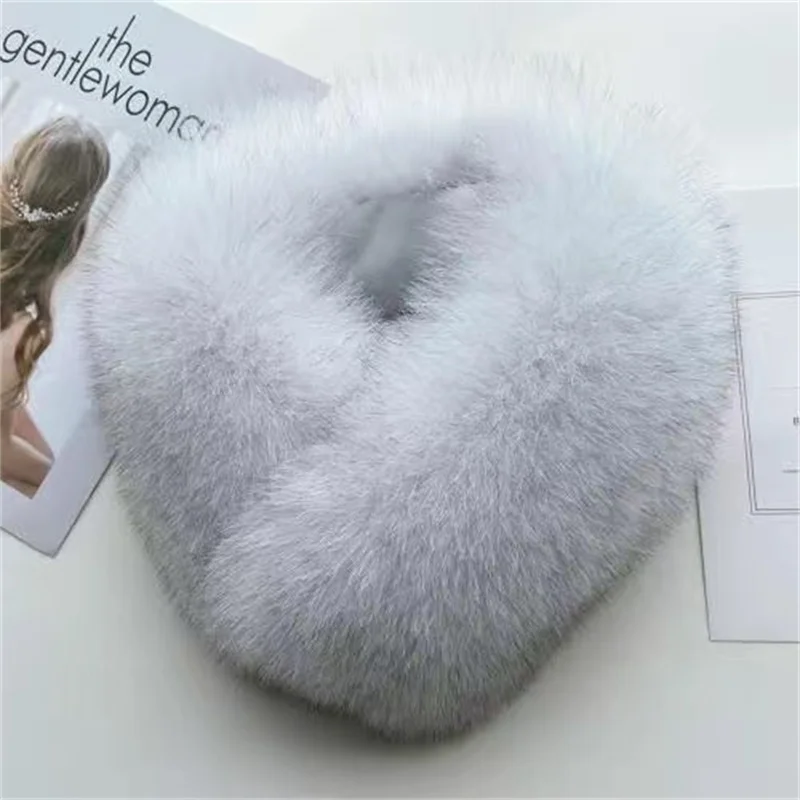 Women Winter Real Fox Fur Scarf Back Rex Rabbit Fur Genuine Leather Fluffy Scarves Fashion Female Coat Jacket Fur Collar