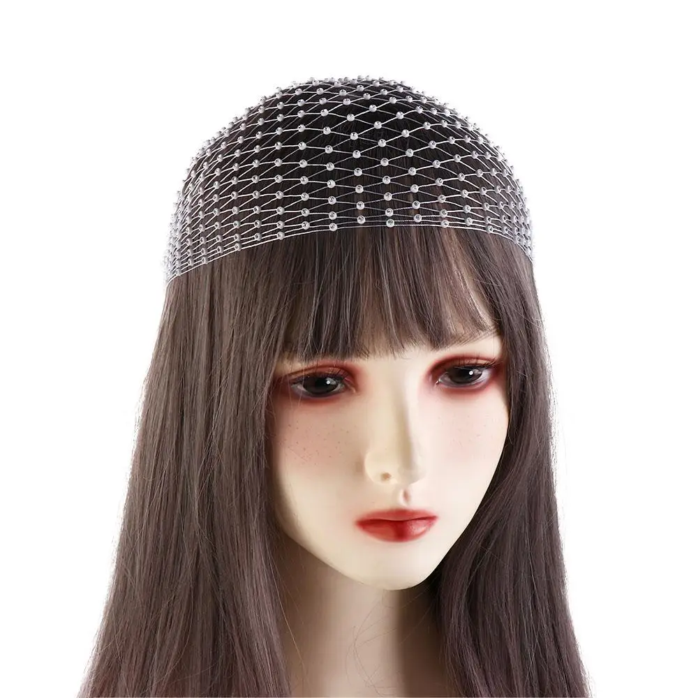 Shiny Rhinestone Mesh Headscarf For Women Hollow Out Glitter Headband Turban Hair Hat Nightclub Party Bling Hair Accessories