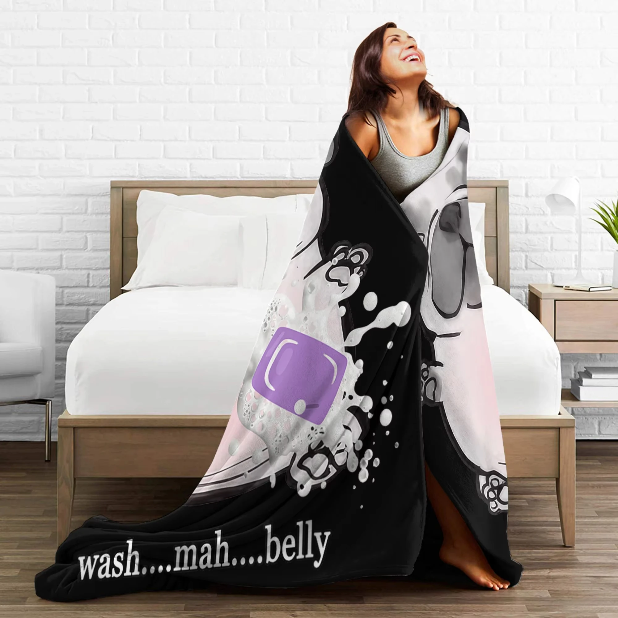 Funny Pibble Meme Blanket Wash My Belly Design Soft Plush Flannel For Bed Sofa Cover