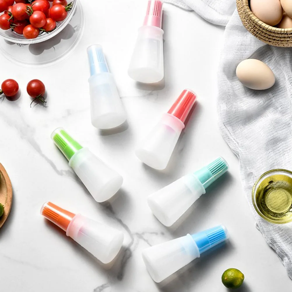 

7pcs Silicone Oil Bottle Brush Lid Holder Barbecue Seasoning Kitchen Tools Oil Storage Containers Basting Bottles