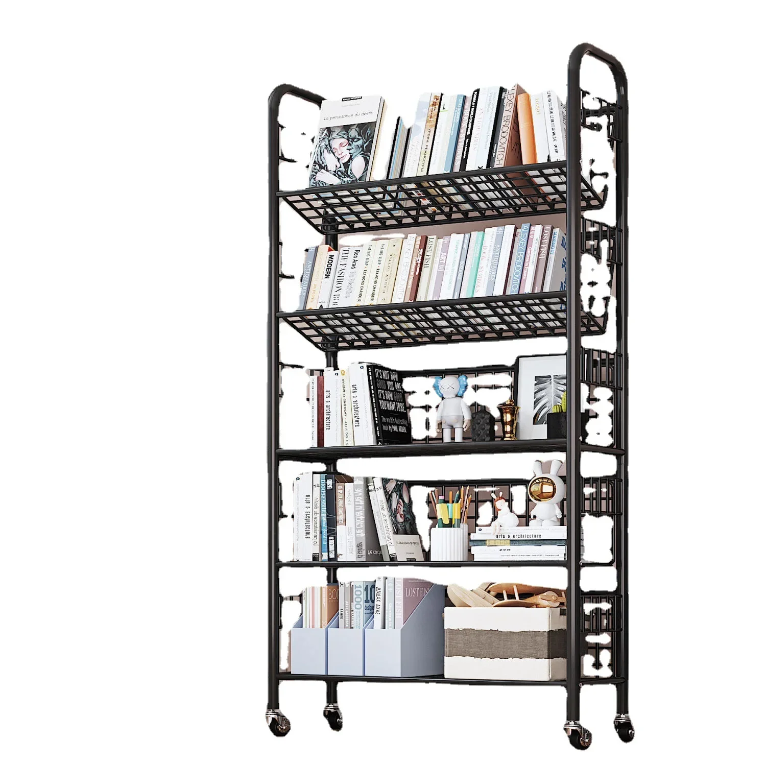 

Bookshelf Large Capacity Book Storage Rack Children's Bookcase Bedroom Study Student Bookcase Removable Trolley Rack