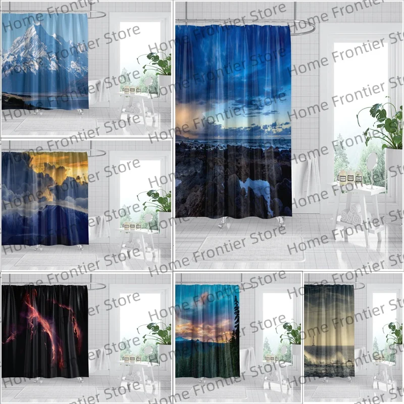 Healing Sky Scenery Shower Curtain Bathroom Hook Waterproof Opaque Toilet Partition