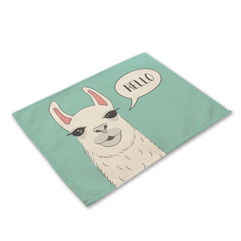 45*32cm Alpaca llama Pattern Kitchen Placemat Cotton Linen Dining Table Mats Coaster Pad Bowl Cup Mat For Home Decor Gifts