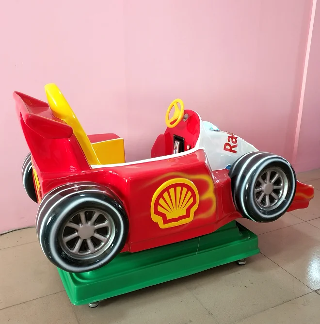 Coin-Operated F1 Racing Four-Wheel Fiberglass Car Toy Kiddie Swing Ride 220V Amusement Machine Plastic Iron English FunPark Kids