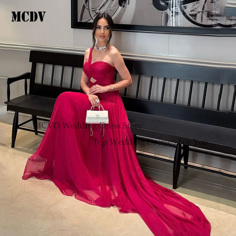 

MCDV Rose Red Luxury Woman Party Dress Chiffon Wedding Ceremony Elegant Women Bride Dresses Shawl Formal Piece Customized