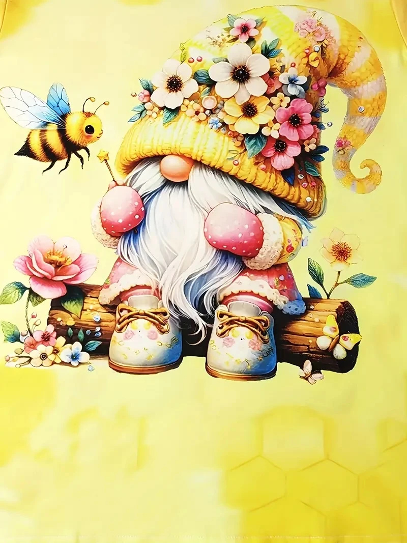 Women's PLUS Size 3D Yellow Printed Short Sleeved T-shirt, Loose and Casual, Soft, Comfortable and Breathable, Outdoor Sports