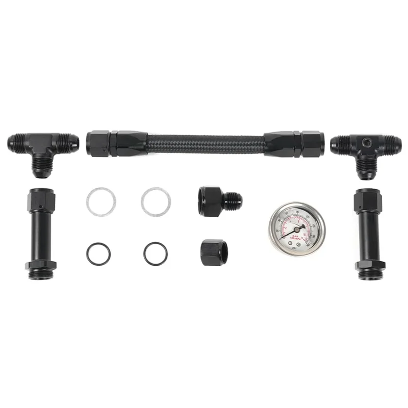 

For Holley 4150 Carburetor 8AN Dual Feed Fuel Line With Pressure Gauge 7/8"-20 Thread