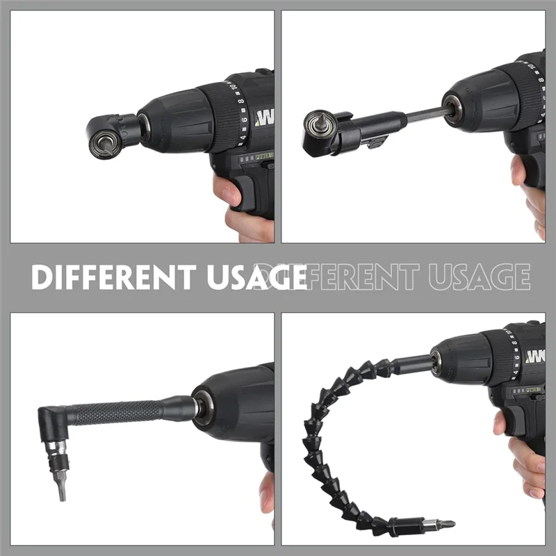 Fresh Bendable Drill Bit Extension 105 1/4 Inch Hex 14 Pcs Flexible Drill Bit Extension Set 90 Right Angle Drill Right Angle