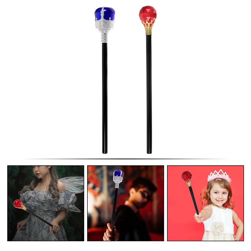 2 Pcs King Scepter Party Stick Scepters for Kids Makeup Costume Props Cosplay Plastic Decorative