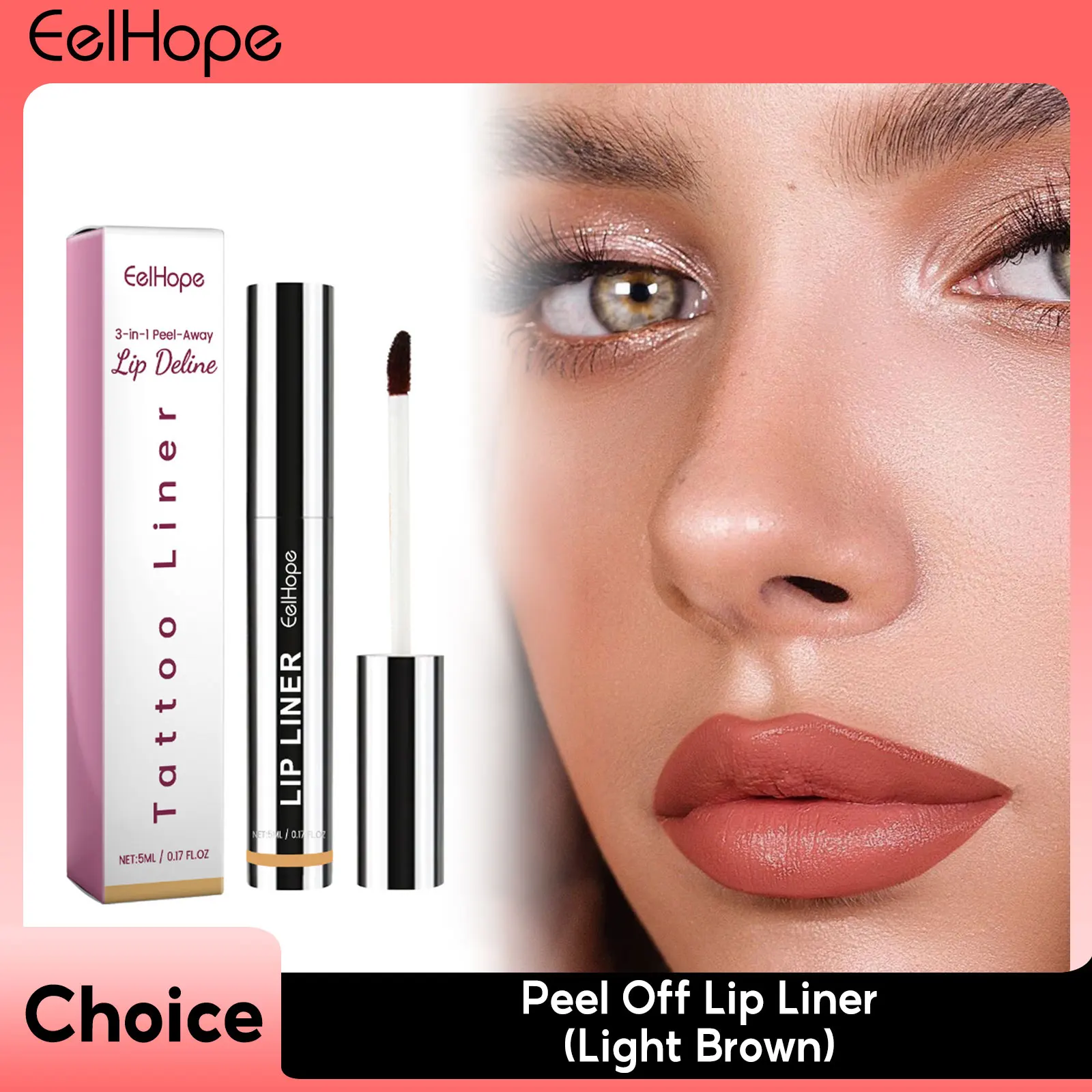 Peel Off Brown Lip Liner Long Lasting Stain Moisturizing Waterproof Highly Pigmented Make Up Liquid Lip Contour Tint Cosmetics