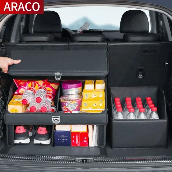 Car Trunk Storage Box Large Capacity Leather Organizer Tool Box For Porsche Cayenne Macan Panamera 718 911 Interior Accessories