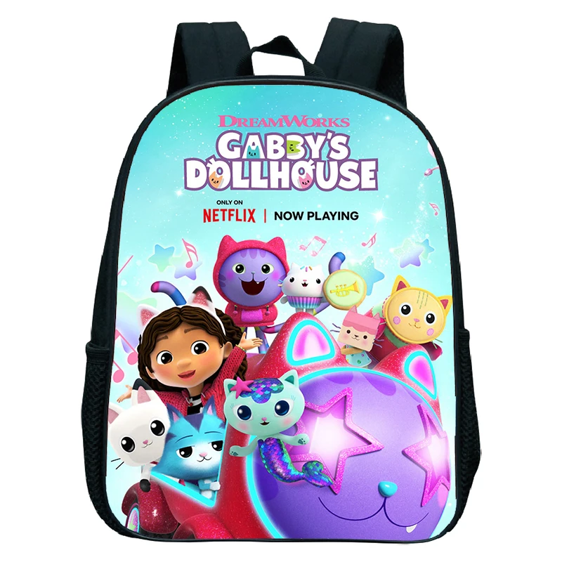 Children Gabbys Dollhouse Backpack Kids Kawaii School Bag Gabby Cats Kindergarten Bookbag Toddler Girls Backpacks 12Inch Mochila