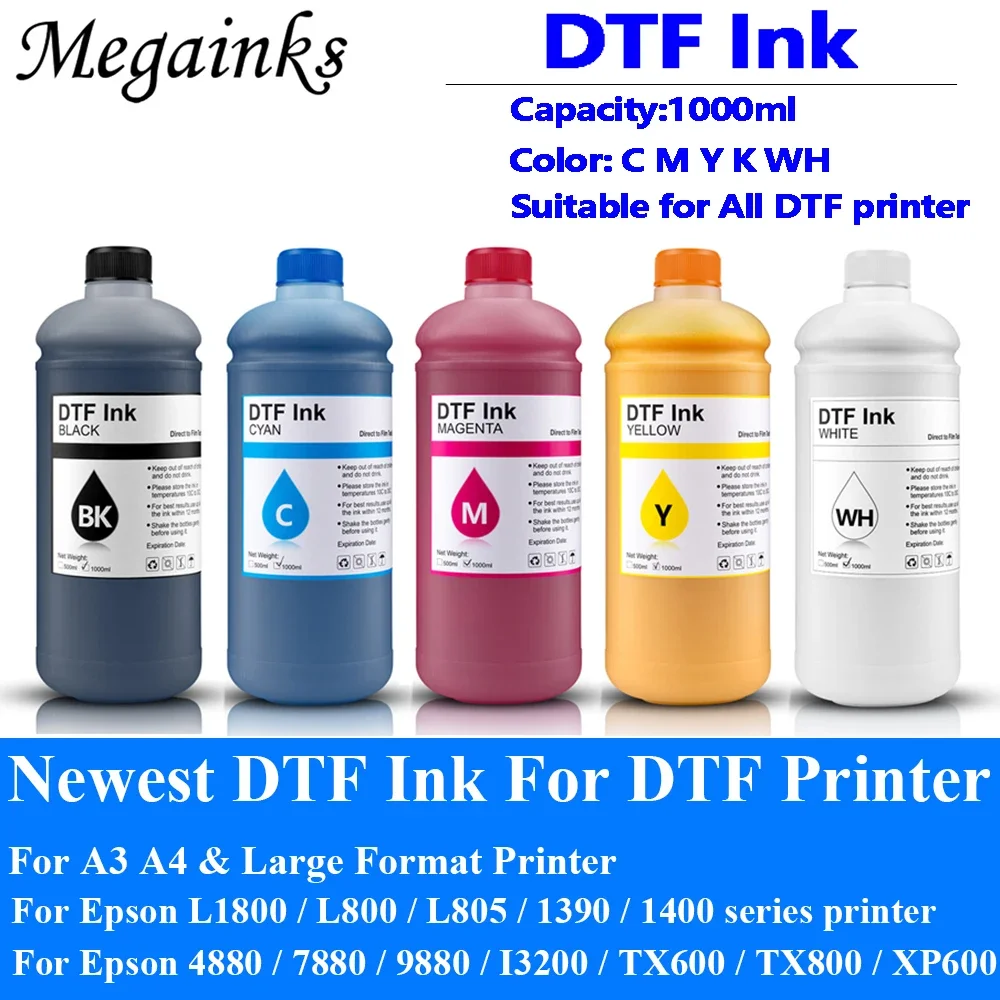 1000ML*5 DTF INK For DTF Ink Film Transfer Ink For DTF Direct Transfer Film Printer For DTF Printing PET Film Printing L1800