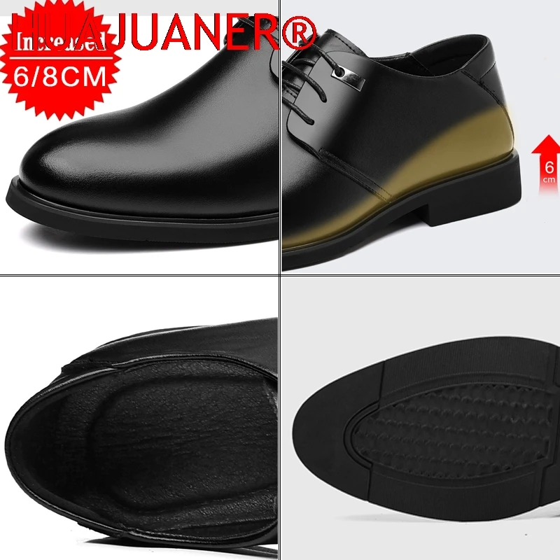 Men's leather shoes Men Elevator Shoes 6CM Invisible Insole for Daily Wedding Office Leather Shoes Men's Business Formal Shoes
