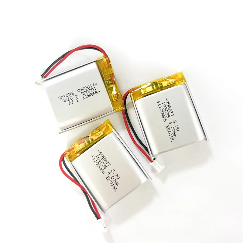 Lithium Polymer Battery 103035 3.7V 1100mAh Rechargeable Cell for Smart Watch GPS Locator LED Light Beauty Instrument