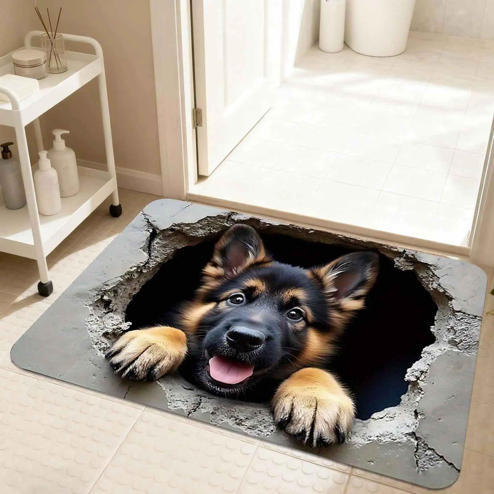 

Иллюзионный ковер, мягкий нескользящий коврик с белкой и собакой, быстросохнущее украшение, 3D оптический иллюзорный ковер для дня рождения, Хэллоуина, Дня благодарения