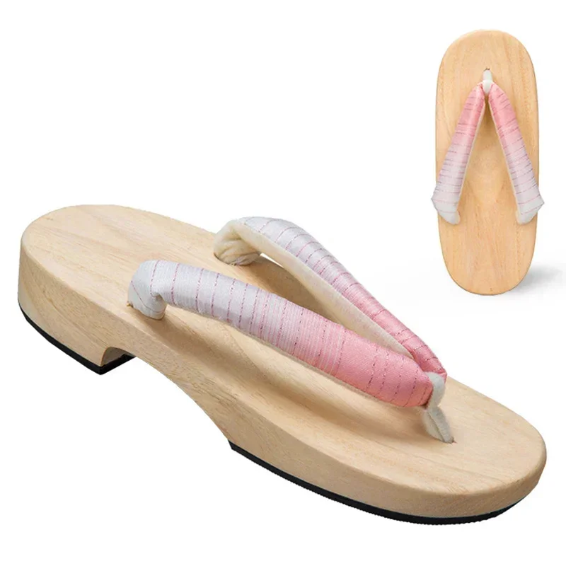 Meetlife Women Japanese Geta Clogs Traditional Samurai Candy Yukata Crude Wooden Flip Flops Toe Shoes Oriental Sandals Slipp MN1