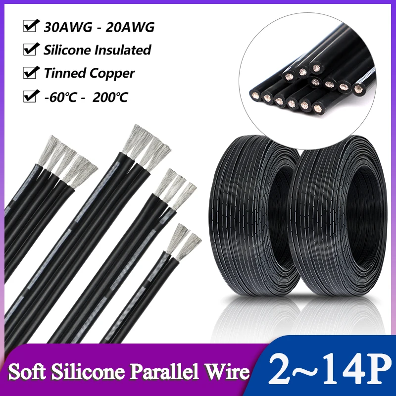 

Ultra Soft Fexible Silicone Parallel Wire30/28/26/24/22/20AWG x 2P/4P/6P/8P/10/12/14P High Temperature Resistant Copper Cable