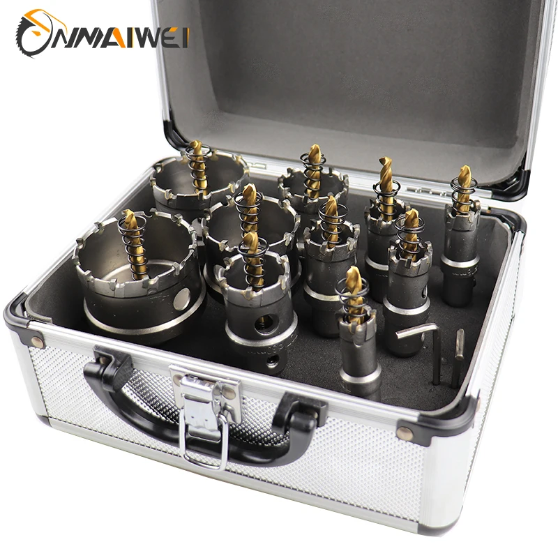 12PCS 16-55mm Drilling Crown For Stainless Steel TCT Hole Saw Set  Alloy Hole Saw Carbide Tip TCT Metal Cutter Core Drill Bits