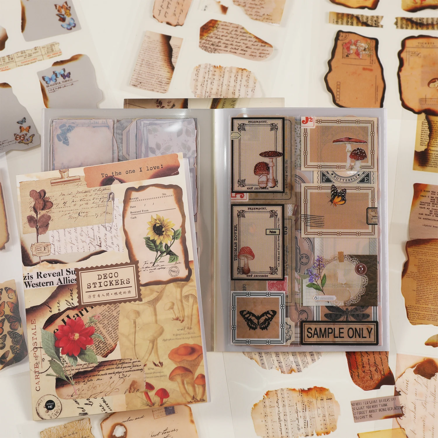 Mr.Paper 20 Sheets PET Waterproof Sticker Book, Vintage DIY Journal Decals for Scrapbooking Card Calendar Phone Case Photo Frame