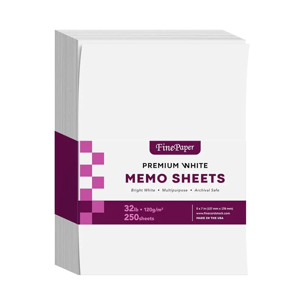 

White Memo Sheets, Premium Weight 32lb Bond Unruled Loose Paper, Scratch Writing Paper for Planning, Notes, To-Do Lists, Appo