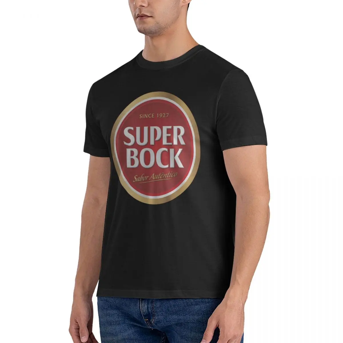 Men\'s casual fashion T-shirt round neck cool man\'s Super Bock beer Portugal Fashion Printed men\'s T-Shirt Short Sleeve