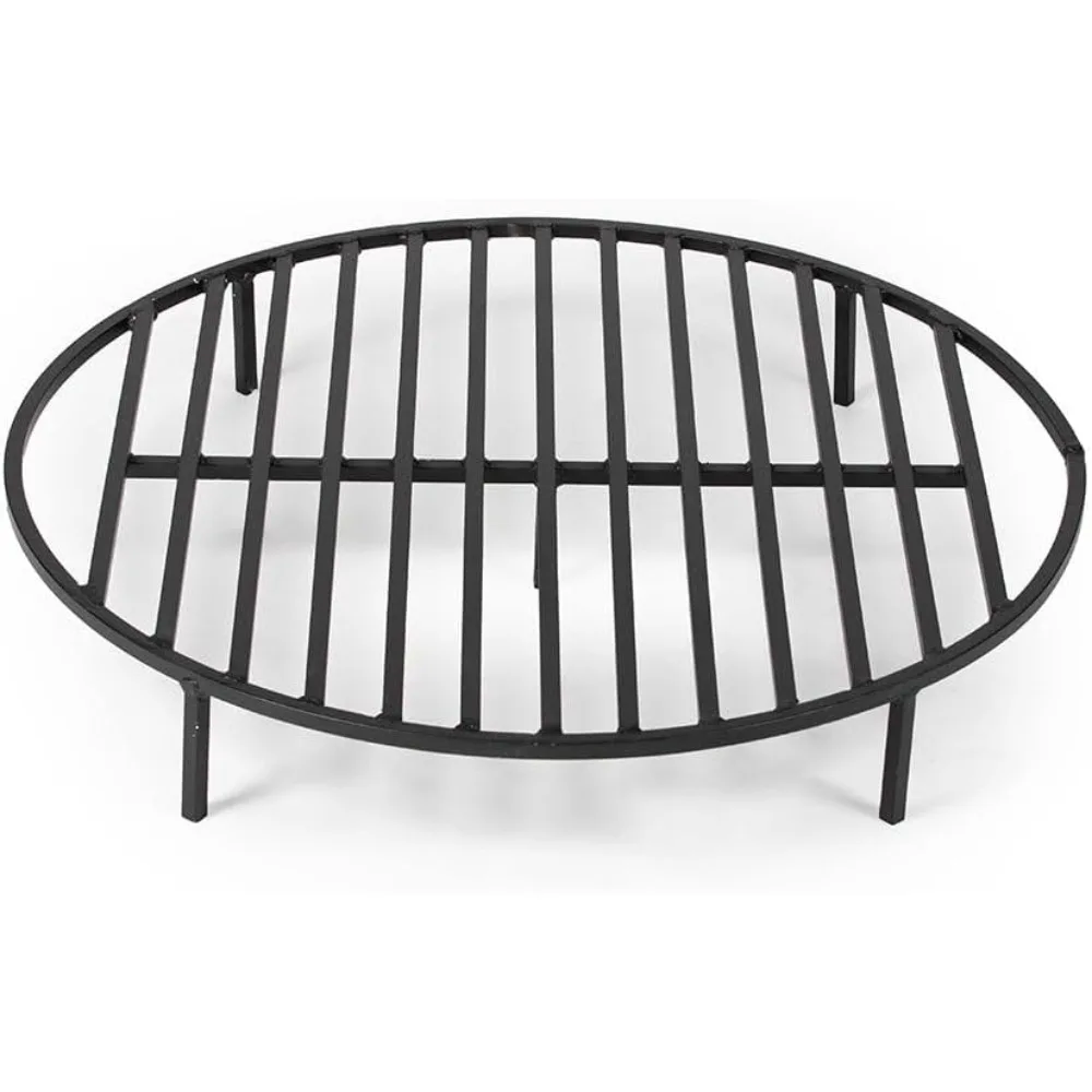Ash and Ember Round 30in Fire Pit Grate Heavy Duty Half Inch Steel Elevated Log Wood Grate for Burning Fireplace and Firepits