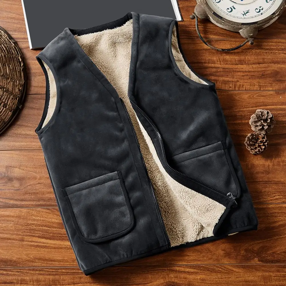 Casual Sleeveless Jacket Autumn Winter Men Warm Fleece Mens Vest Jacket Velvet Thick Sleeveless Men's Vest Gilet Clothing