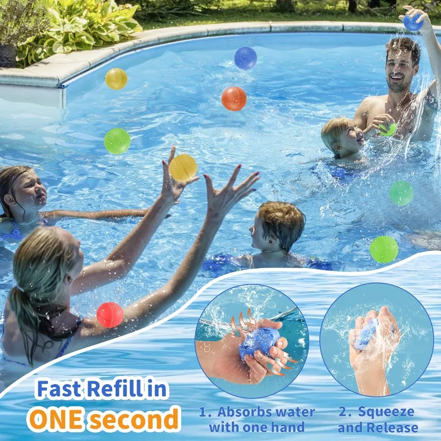 3 Stück wiederverwendbare WasserballonsQuickFill Wasserbomben Silikon-Wasserbälle für Kinder im Alter von 3–12 Jahren Outdoor-Wasserball kämpft Sommerparty Supp