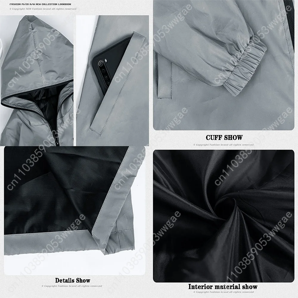 Mikecrack Reflective Jacket Men Women Coat Hooded Windbreaker Run Pocket Jackets Cycling Hiking Zipper Cartoon Customized Hoodie