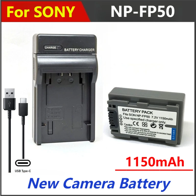 

1150mAh NP-FP50 NP FP50 Battery Charger For SONY FP30 FP51 HC20 21 22 23 24 26 27 28 30 40 96 SR40 DVD605 805