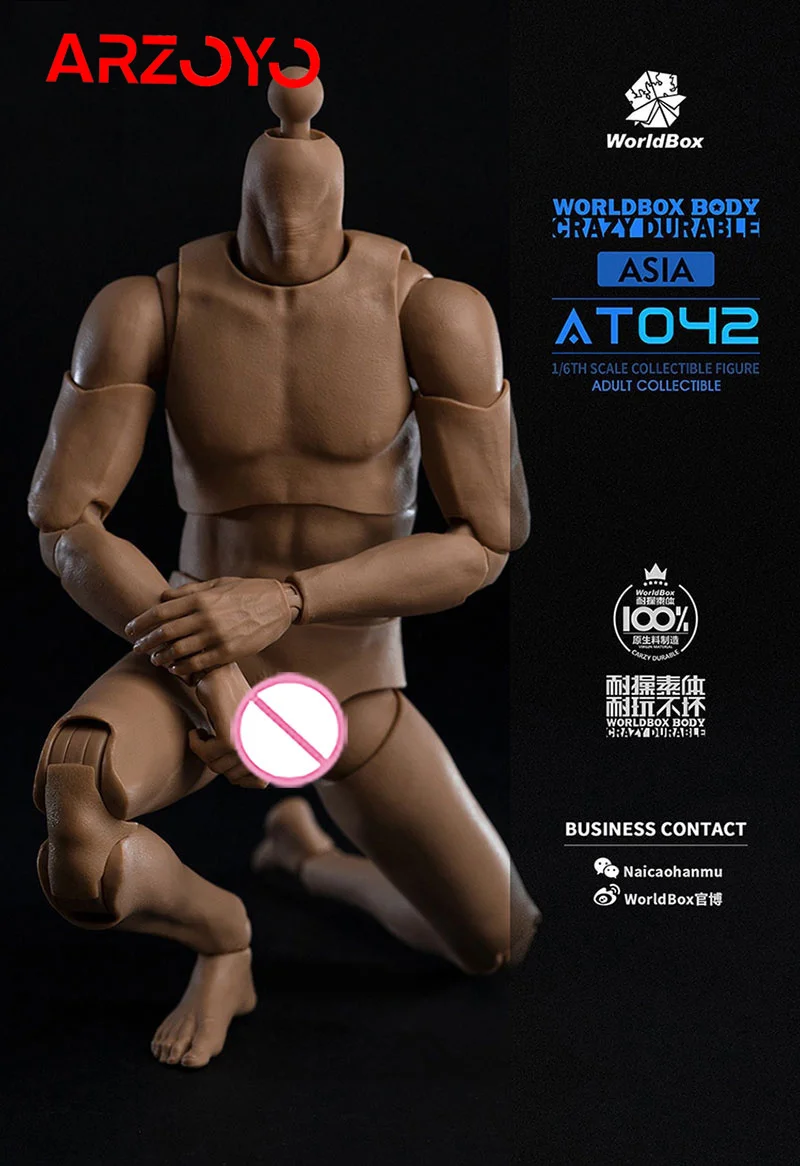 IN STOCK Worldbox AT042 1/6 Asian Male Flexible Joint Body Durable Soldier Narrow Shoulder Action Figure Body Doll Model