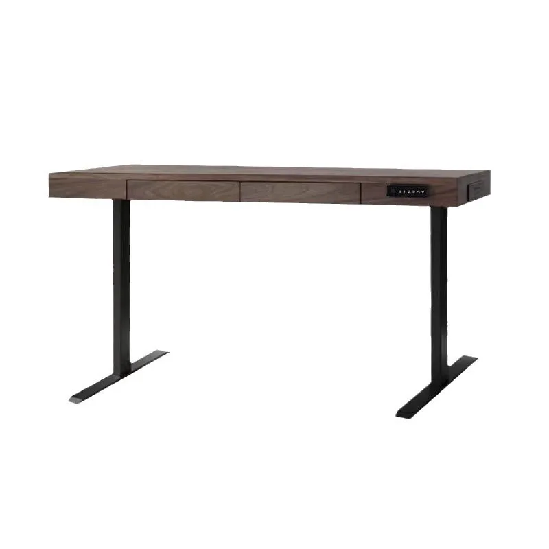 Black walnut electric lifting desk solid wood with drawers e-sports workbench computer desk