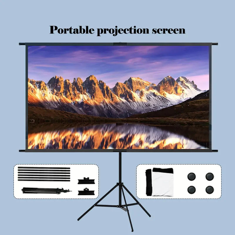 

Проекционный экран с одним треугольным кронштейном 60–120 дюймов, варианты нескольких размеров, большой мобильный экран. Поддержка HD-проекции