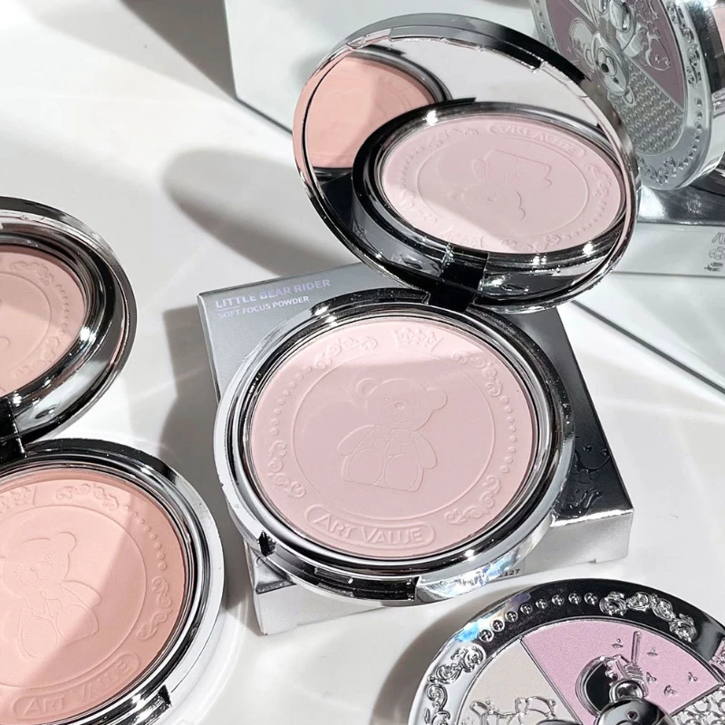 3 สีธรรมชาติสีชมพู Loose Powder Oil Control กันน้ํา Mineral Face สีขาวสีชมพู Loose Face Setting Powder Palette เกาหลีแต่งหน้า