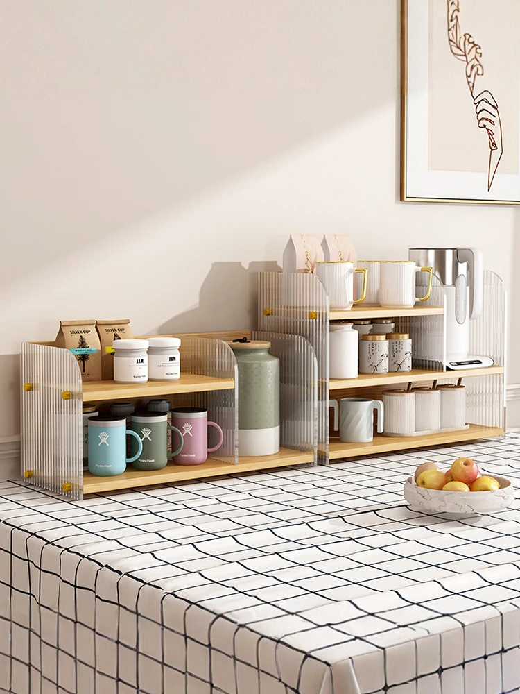 

Multi-Layer Desktop Organizer Rack Kitchen Cup Holder Snack Storage Box Acrylic Density Board No-Drill Installation Home Orga...