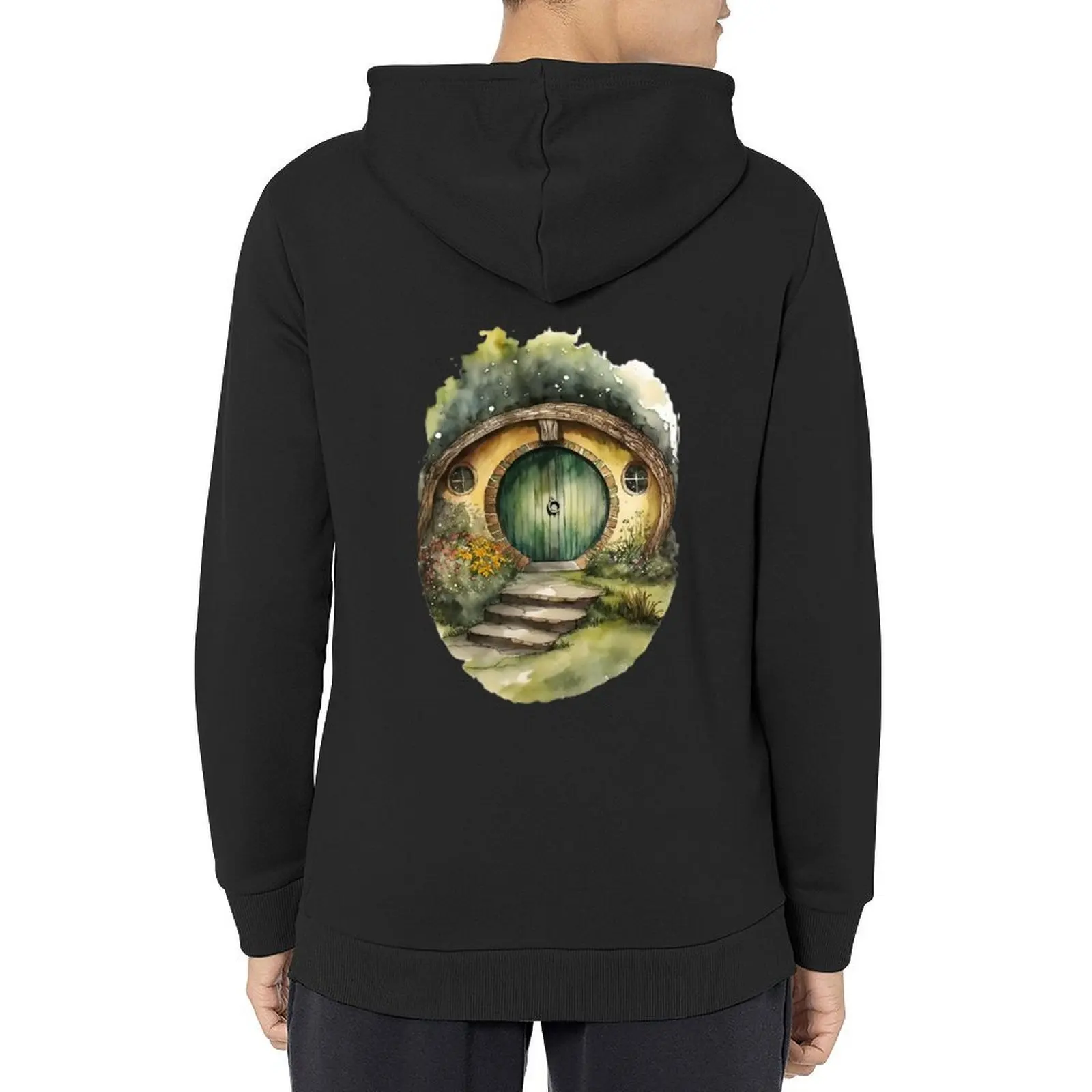 

Round Doors in Watercolor and Ink - Black - Watercolor Art - Fantasy Hoodie men clothes anime clothes new hooded tee