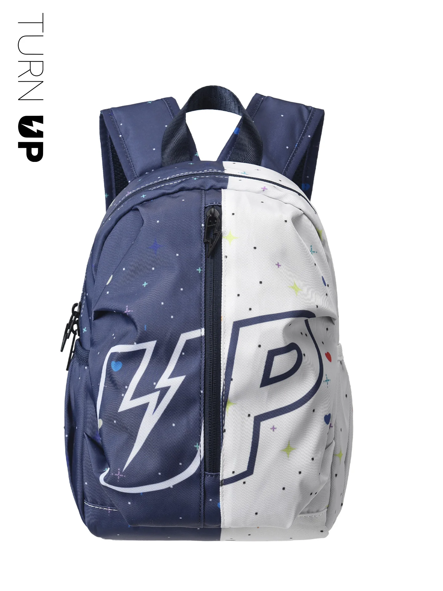 turnup-fashion-double-shoulder-bag-lightweight-color-block-commuter-backpack-children-small-bookbag-casual-simple-style