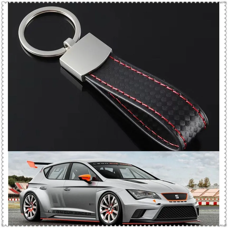 Unisex Business Keyring Fashion Leather Metal Seat Badge Pendant Keychain For seat  FR leon mk3 mk2 5f lbiza Altea Arona MII