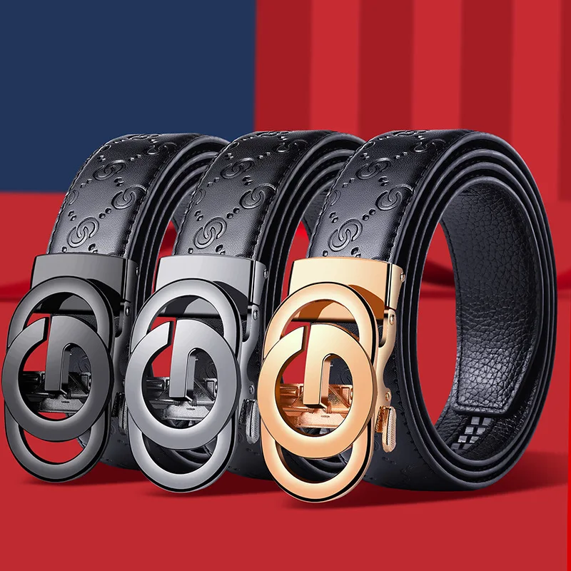 Fashionable Business Men's Belt Luxury Alloy Buckle Belt High Quality Material Leather Soft Belt Paired with Suit Pants and Jean