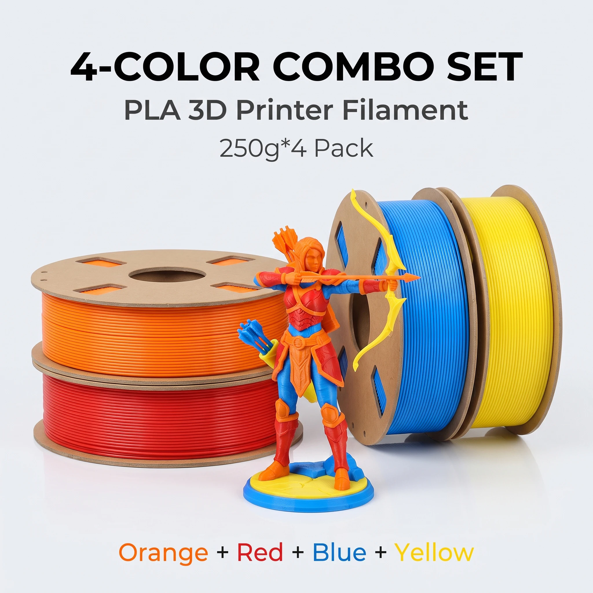 Tpu Flexible Filament - PLA 3Dプリンターフィラメント、1.75mm PLAワイヤー、スムーズな印刷、整然と巻かれている、200/250/500/1000g、オレンジ/レッド/ブルー/イエロー