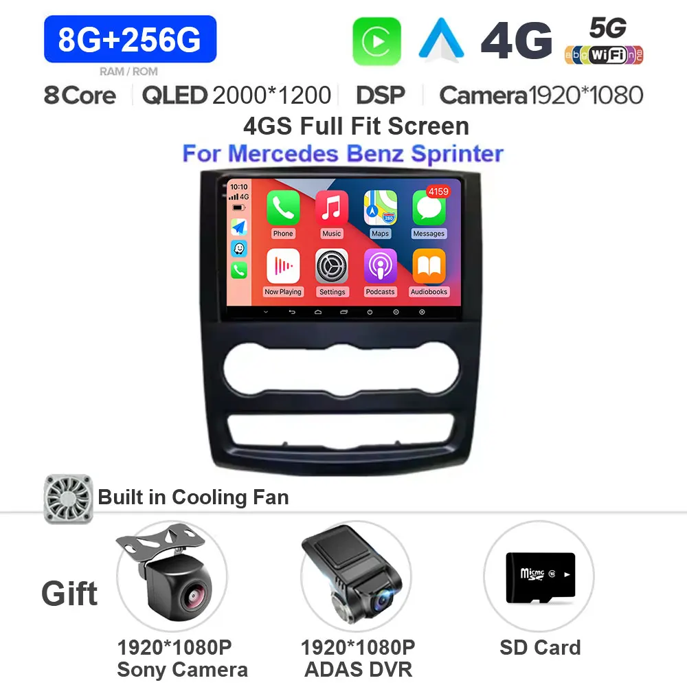 Android 15 Auto Multimedia Videospeler GPS Stereo met CarPlay WiFi 5G DSP voor VW Crafter Mercedes Benz Sprinter