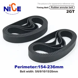 GT2 Rubber Timing Belt 2GT Closed-loop Synchronous Bandwidth 5/6/9/10/15/20mm Perimeter 154-236mm Are Suitable For 3D Printers