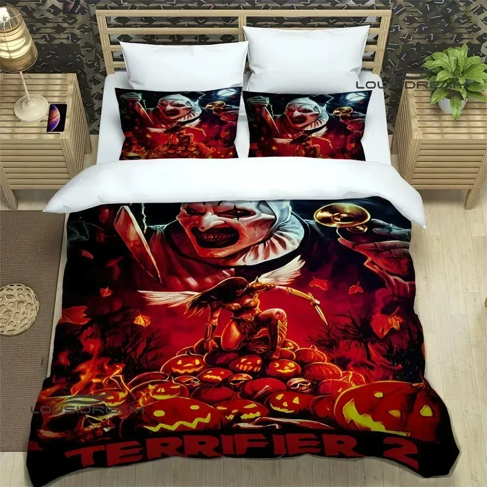 Terrifier horror Bedding Set Boys Girls Twin Queen Size Duvet Cover Pillowcase Bed Boys Adult Fashion Home Textileextile