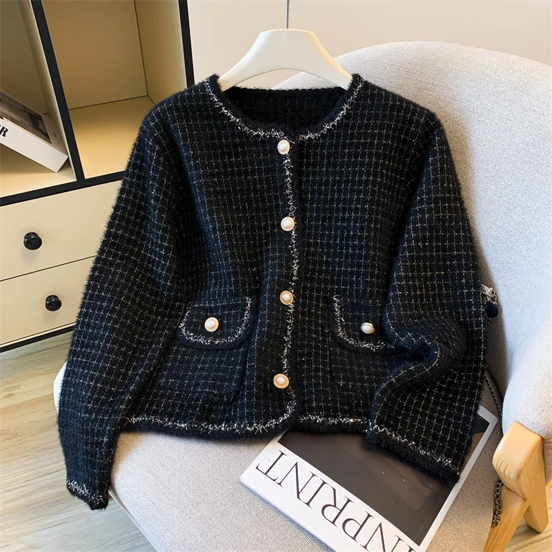 لينة محبوك ort Fem Jaet 2025 الخريف الشتاء جديد Sle فضفاض معطف الحلو ولطيف المنك تقليد معطف تخفيف Sle #2