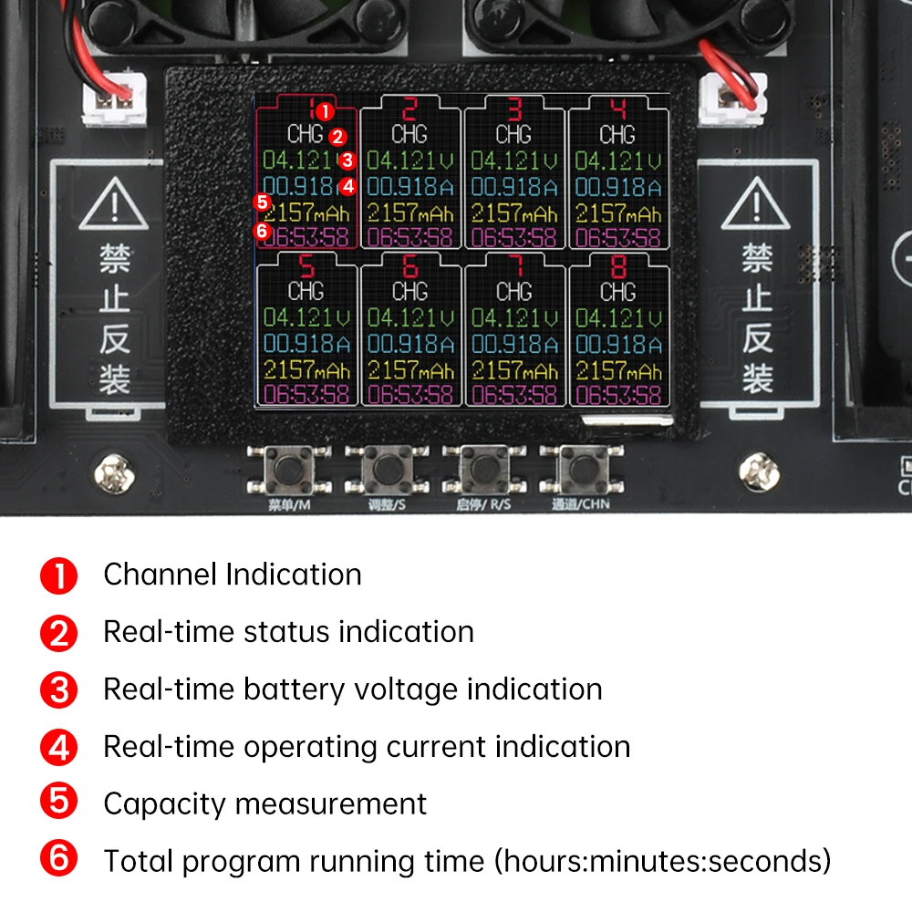 DC 5V updated 8-Channel 18650 Battery Capacity Internal Resistance Tester Automatic Charge and Discharge Detection Module
