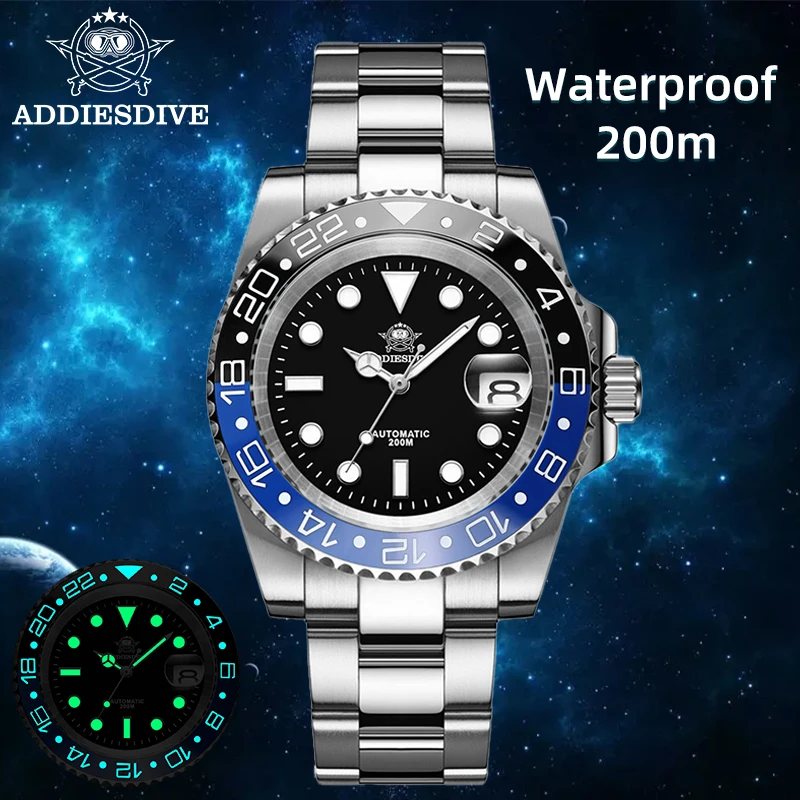 

ADDIESDIVE NH35 Dive Men Automatic Watch Sapphire Stainless Steel Fashion Mechanical Wristwatches Luminous 200ATM Diving Watches