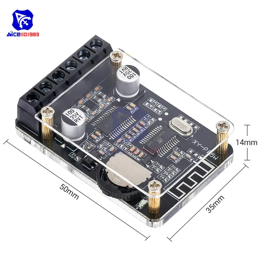 diymore Audio Amplifier Board with Bluetooth 5.0, 10W 15W 20W 2.0 Dual Channel Stereo Wireless Mini Amp Module with Shell Case