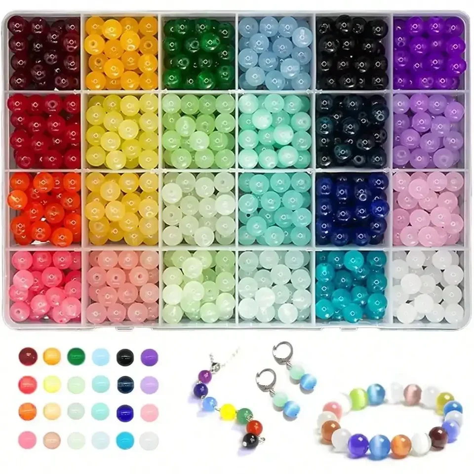 24 Color Glass Beads Kit for DIY Jewelry Making